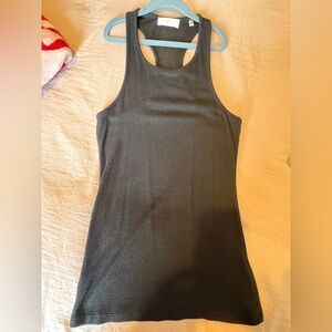 7 For All Mankind Black Ribbed Racerback Tank Top